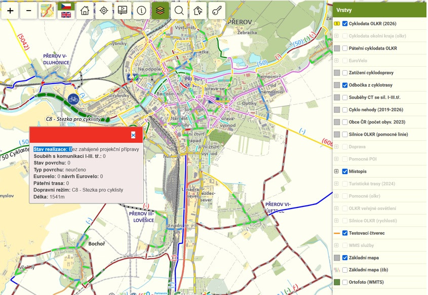 Aktualizovaný mapový portál Cyklovize 2030 pro Olomoucký kraj